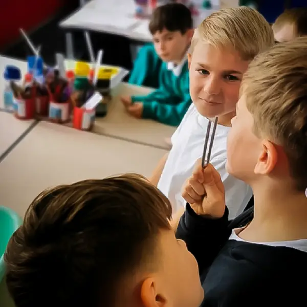 Boy at the school smiling